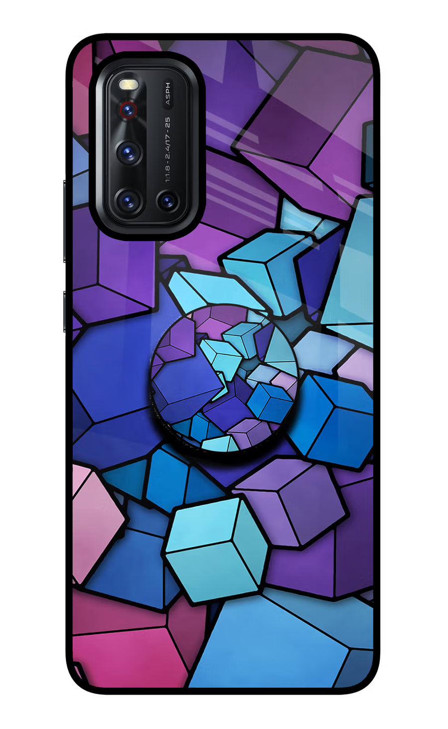 Cubic Abstract Vivo V19 Pop Case, Glass case