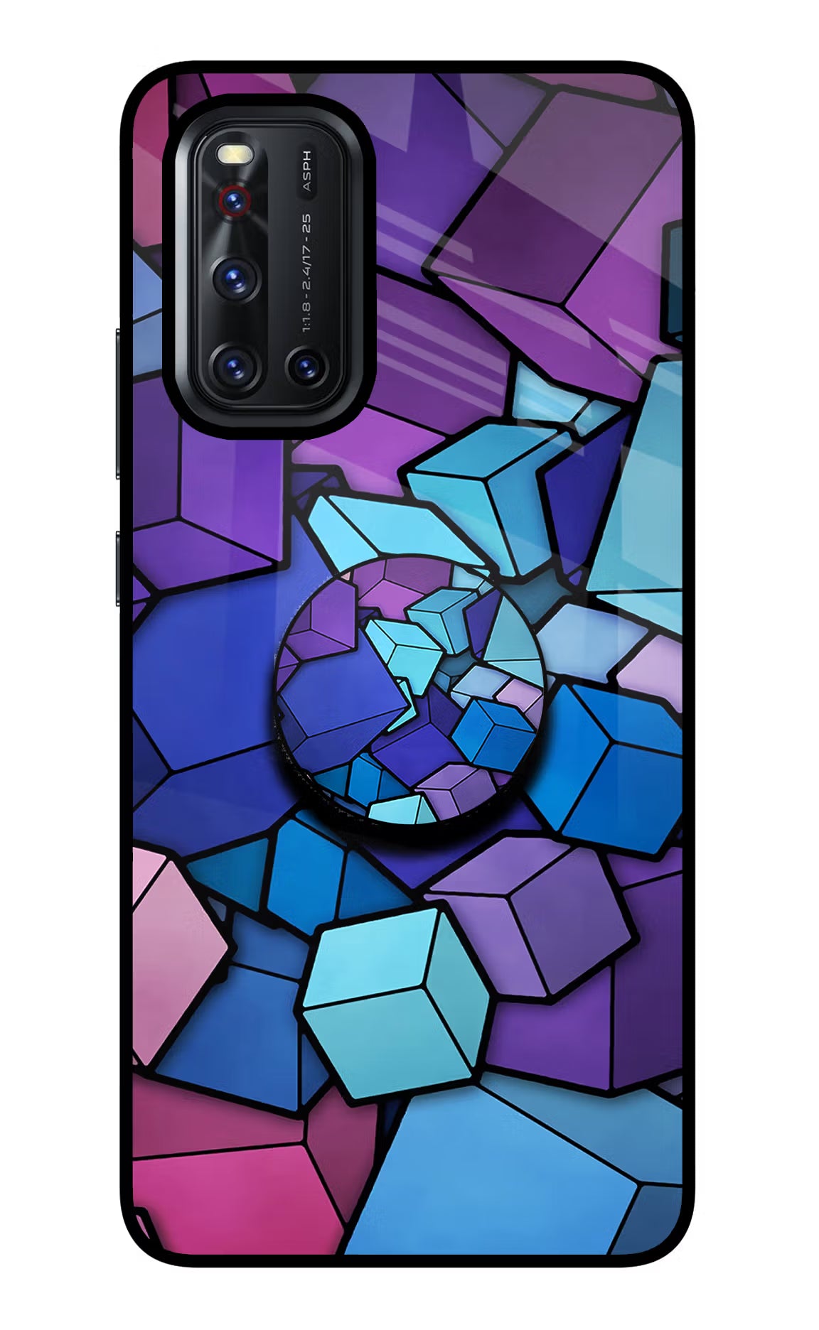 Cubic Abstract Vivo V19 Glass Case