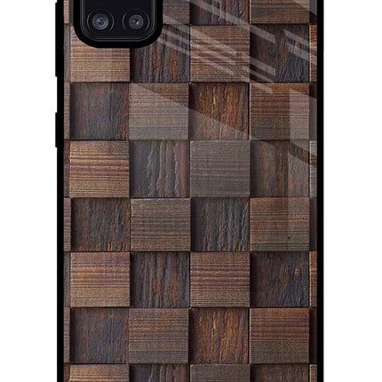 Wooden Cube Design Samsung A31 Glass Case Back Cover by Casekaro