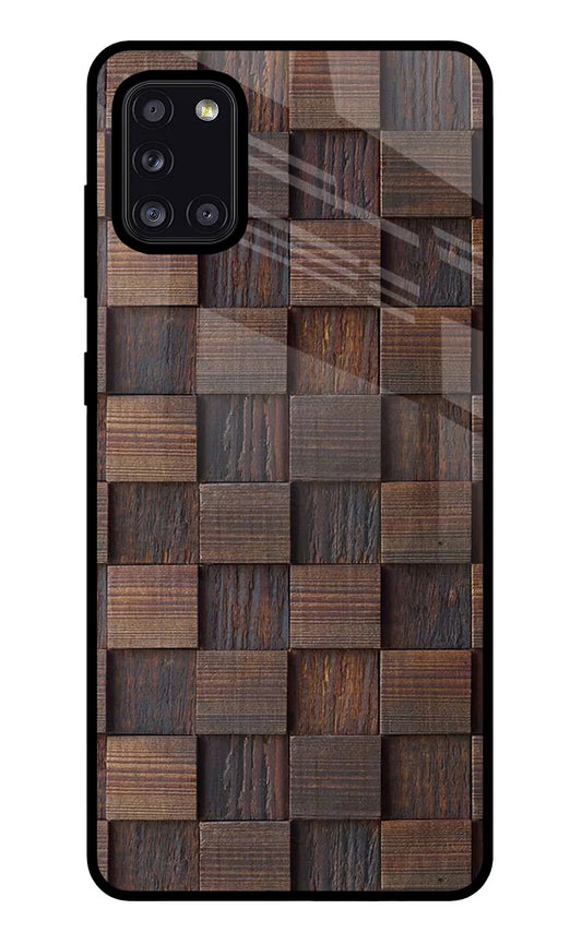 Wooden Cube Design Samsung A31 Glass Case