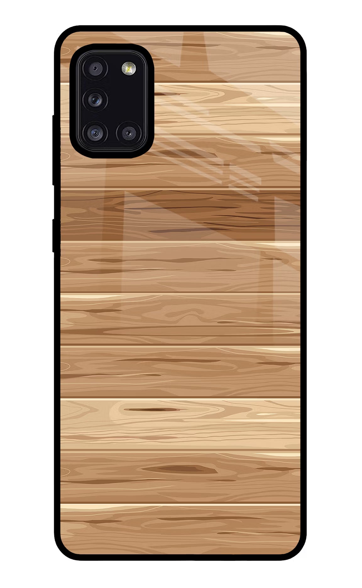 Wooden Vector Samsung A31 Glass Case Back Cover by Casekaro
