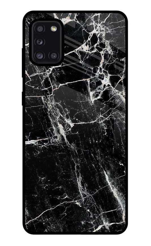 Black Marble Texture Samsung A31 Glass Case