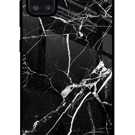 Black Marble Pattern Samsung A31 Glass Case