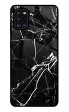 Black Marble Pattern Samsung A31 Glass Case