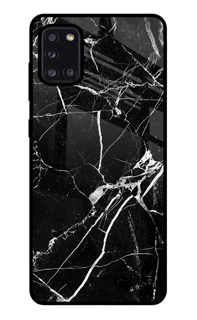 Black Marble Pattern Samsung A31 Glass Case