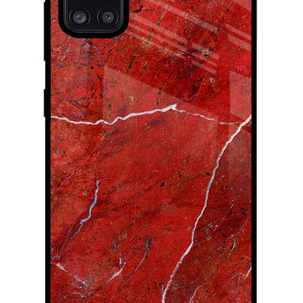Red Marble Design Samsung A31 Glass Case
