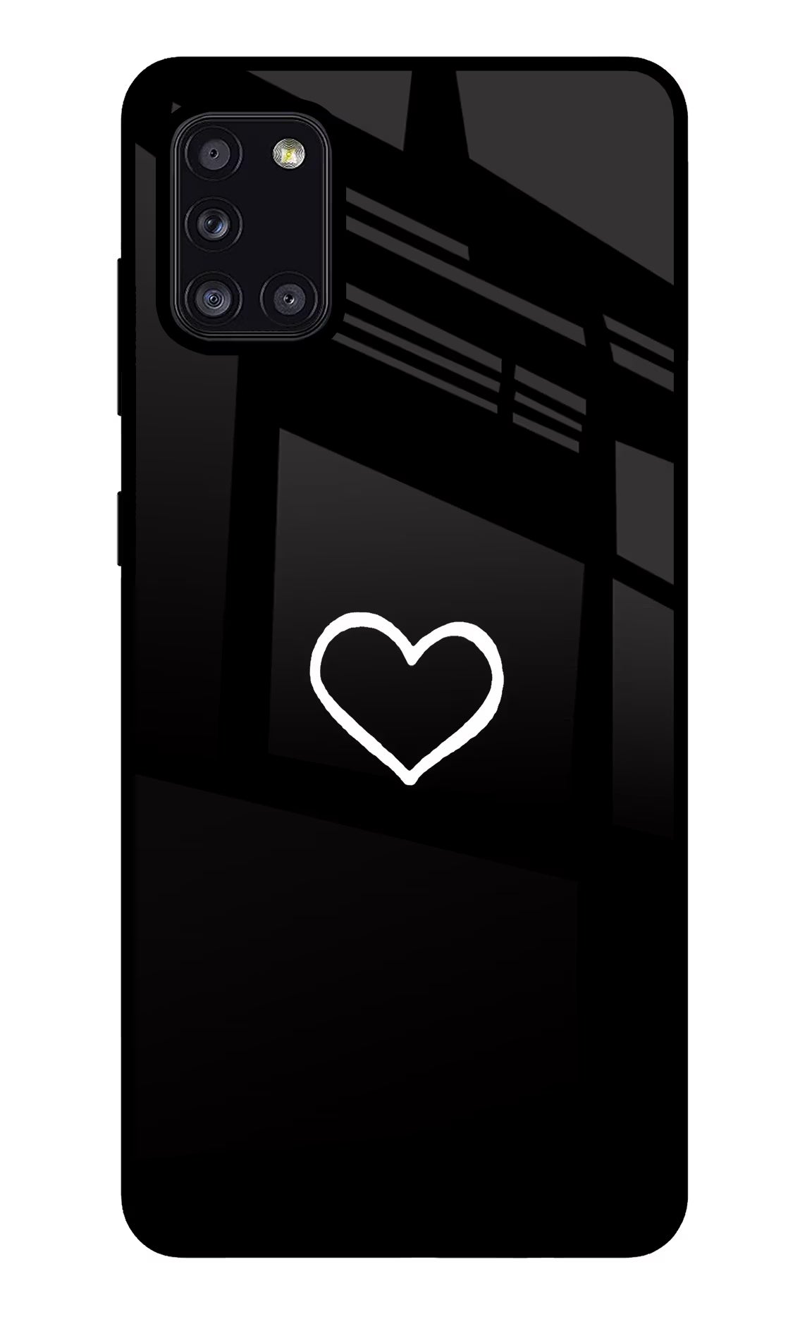 Heart Samsung A31 Glass Case Back Cover by Casekaro