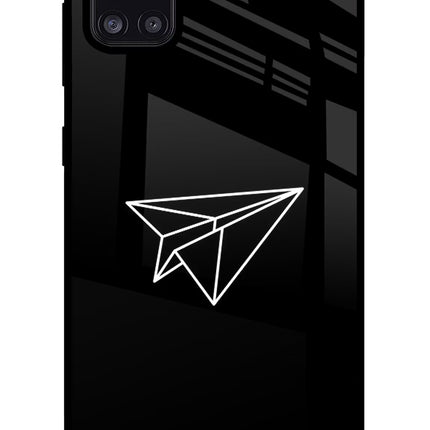 Paper Plane White Samsung A31 Glass Case