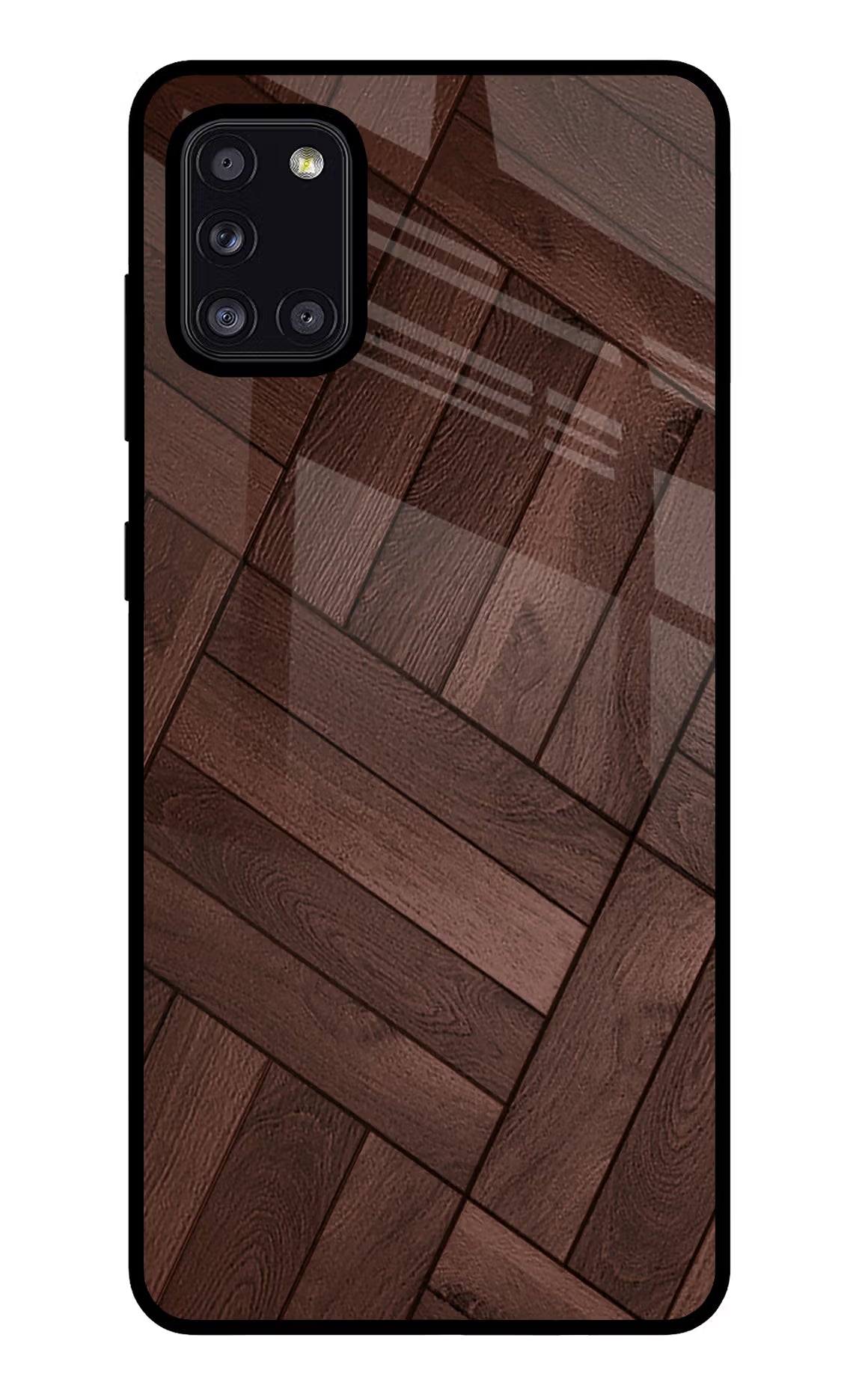 Wooden Texture Design Samsung A31 Glass Case Back Cover by Casekaro