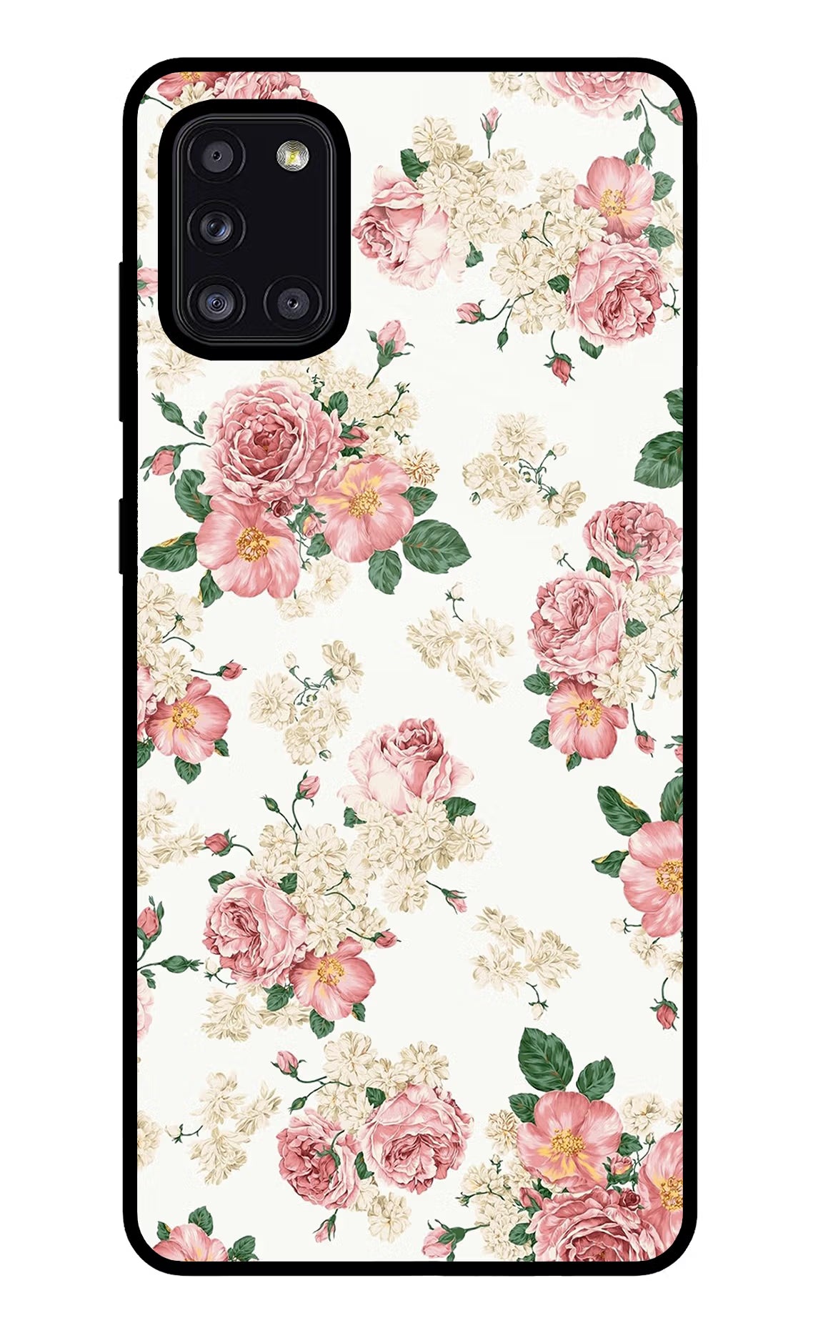 Flowers Samsung A31 Glass Case Back Cover by Casekaro