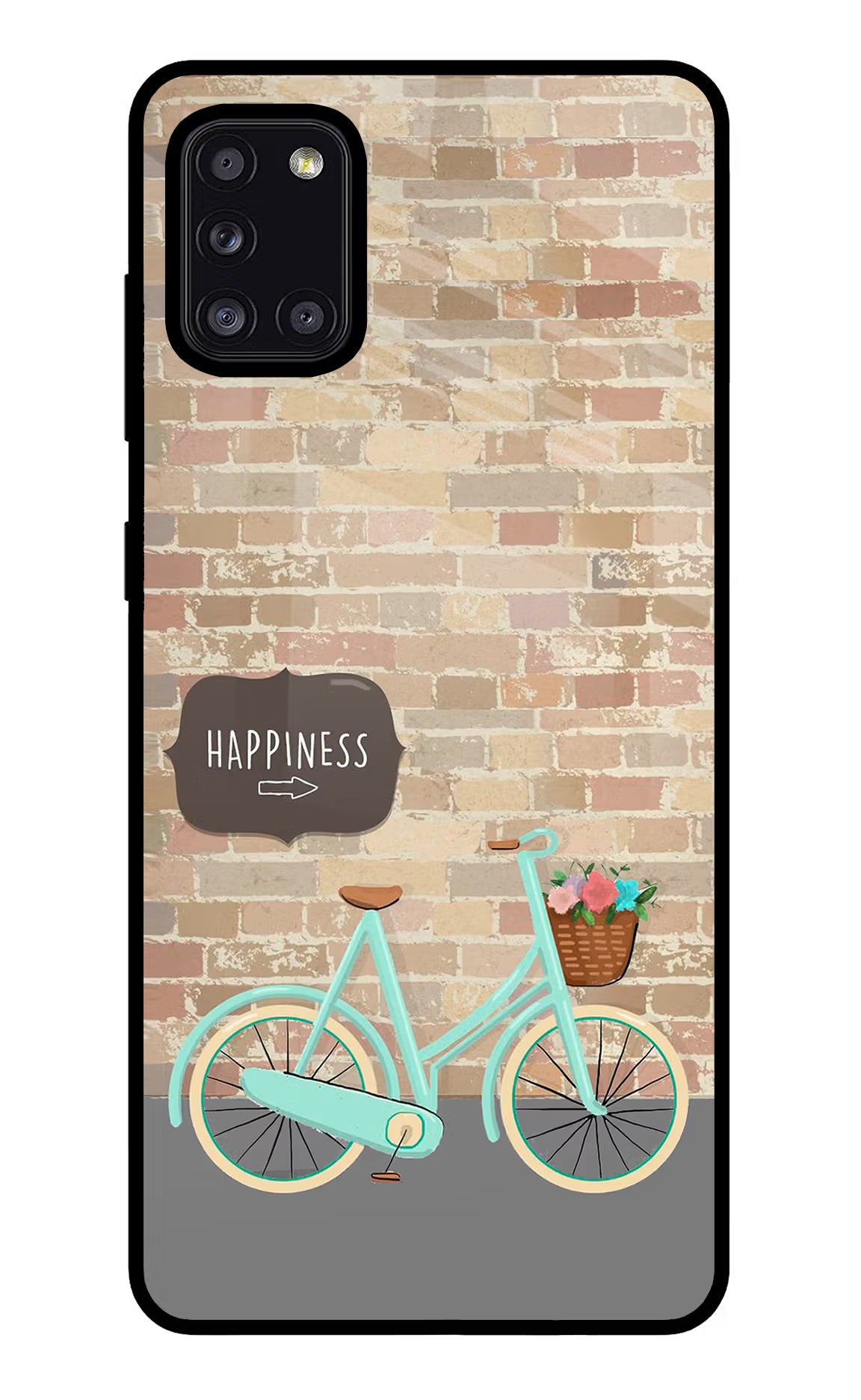 Happiness Artwork Samsung A31 Glass Case Back Cover by Casekaro