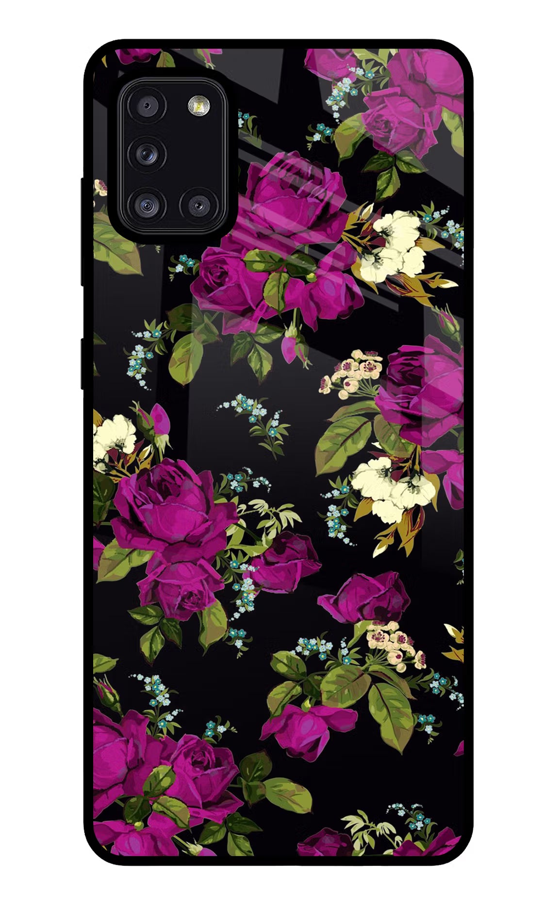 Flowers Samsung A31 Glass Case Back Cover by Casekaro