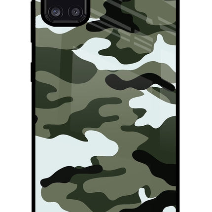 Camouflage Samsung A31 Glass Case Back Cover by Casekaro