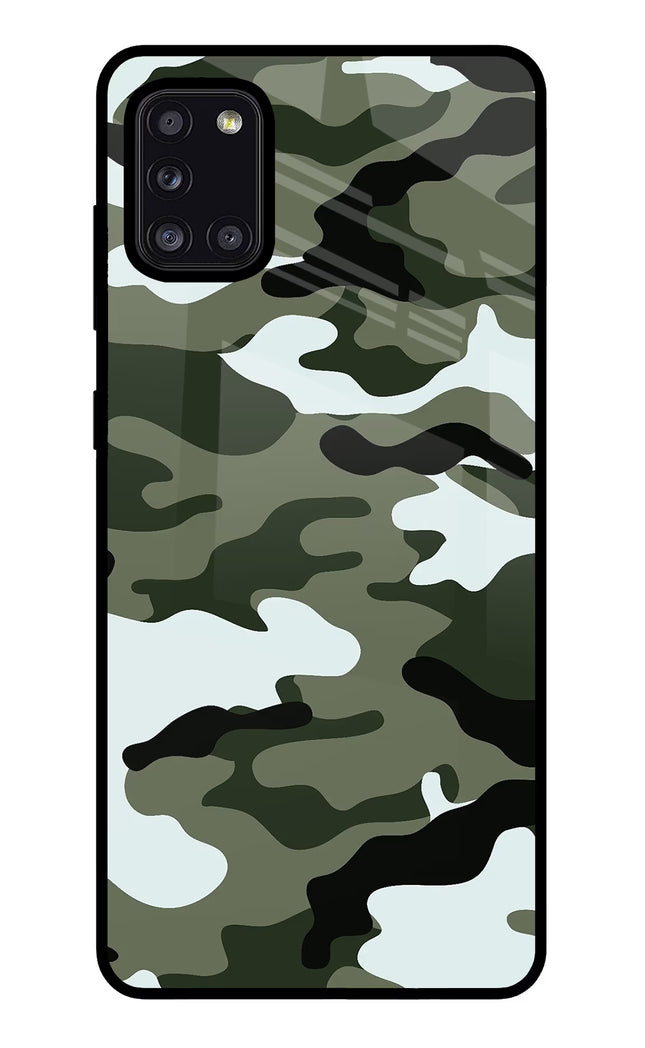 Camouflage Samsung A31 Glass Case Back Cover by Casekaro