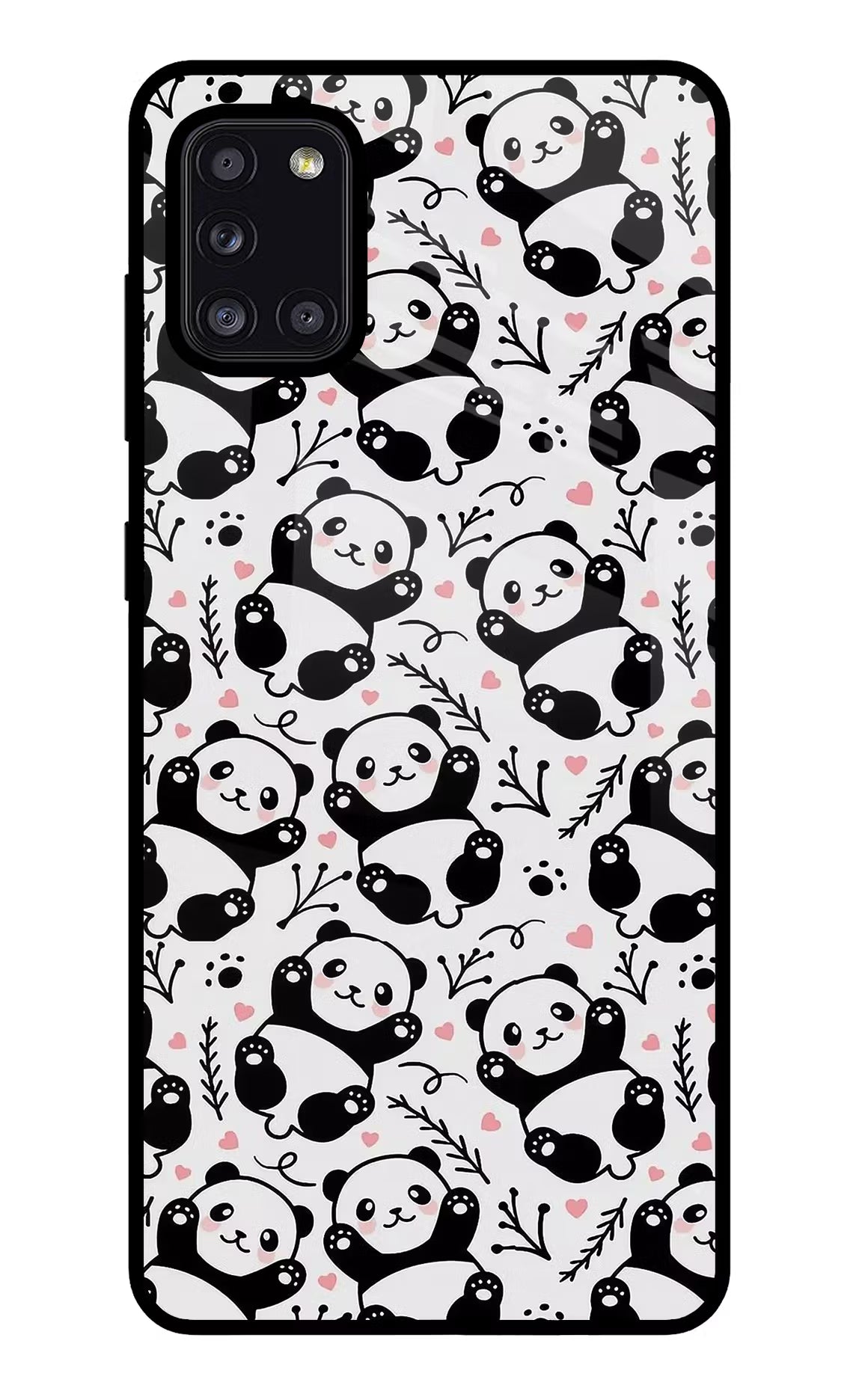Cute Panda Samsung A31 Glass Case Back Cover by Casekaro