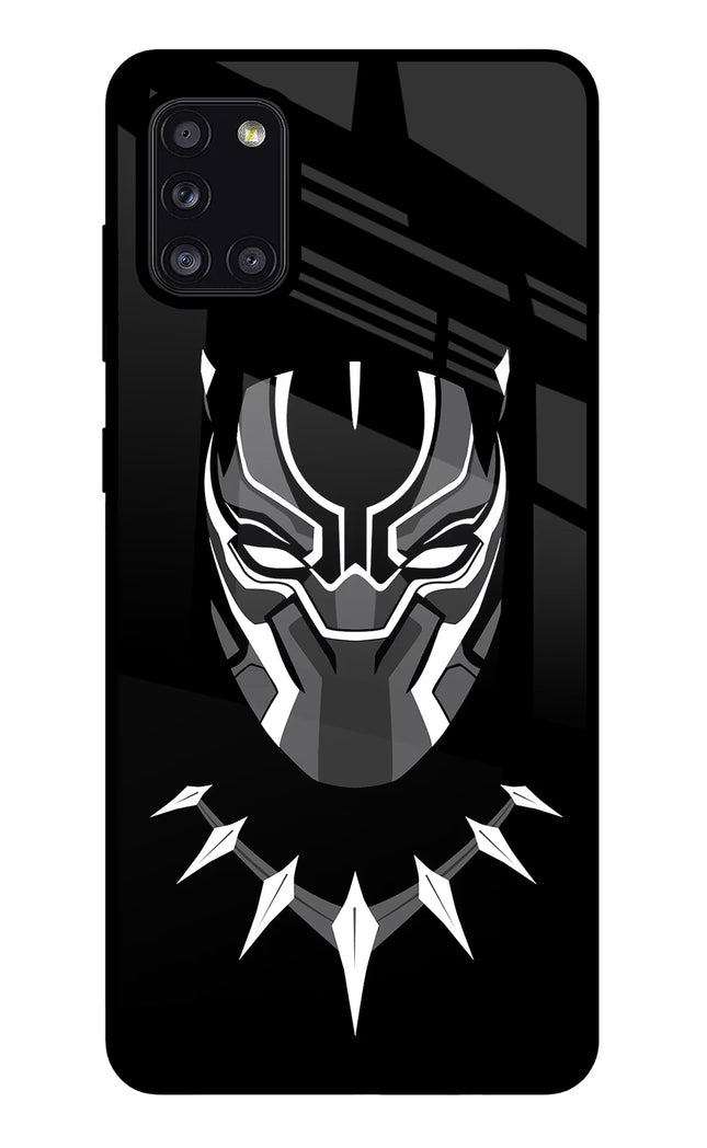 Black Panther Samsung A31 Glass Case Back Cover by Casekaro