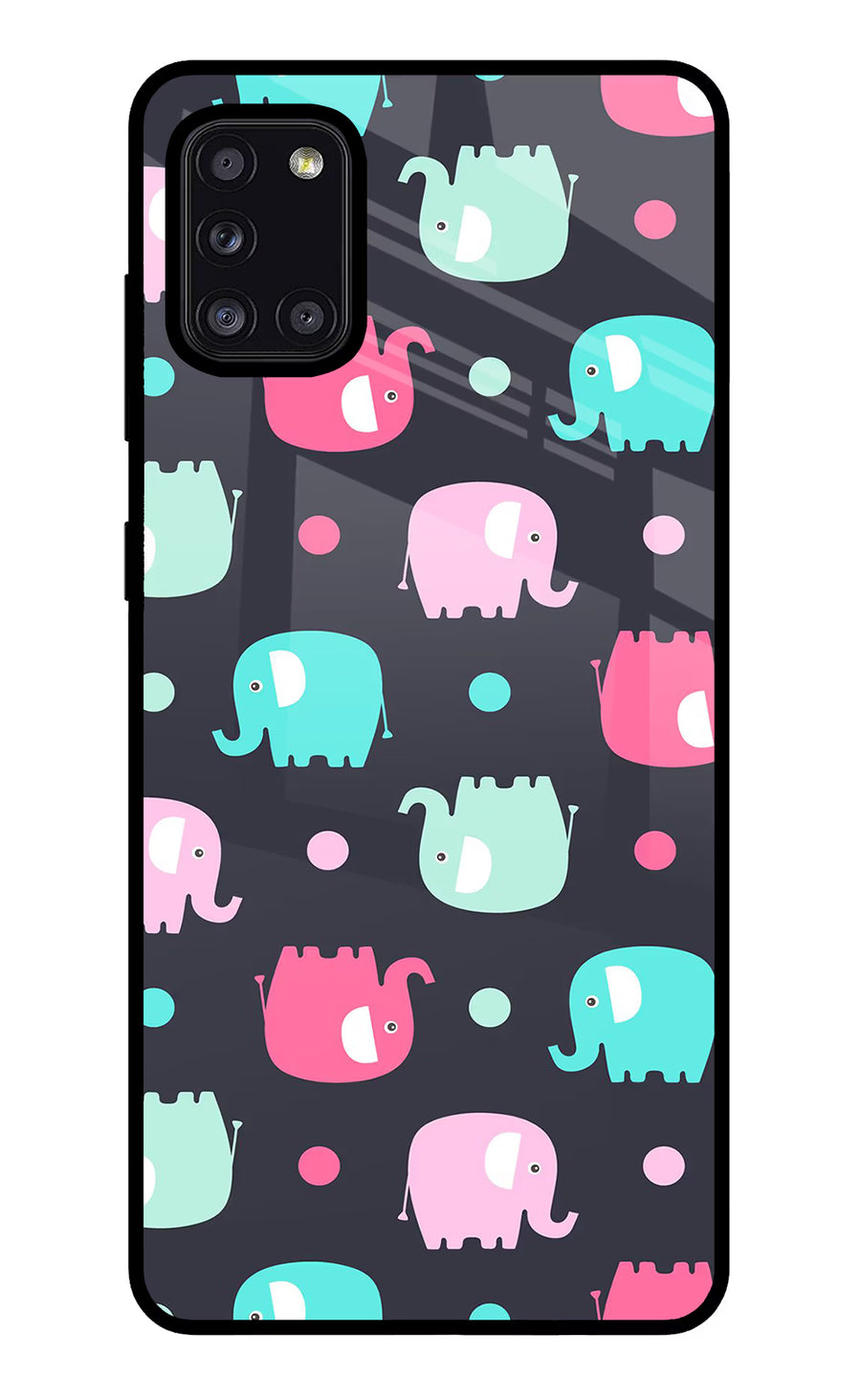 Elephants Samsung A31 Back Cover, Glass case