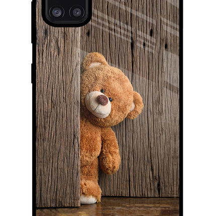 Teddy Wooden Samsung A31 Glass Case Back Cover by Casekaro