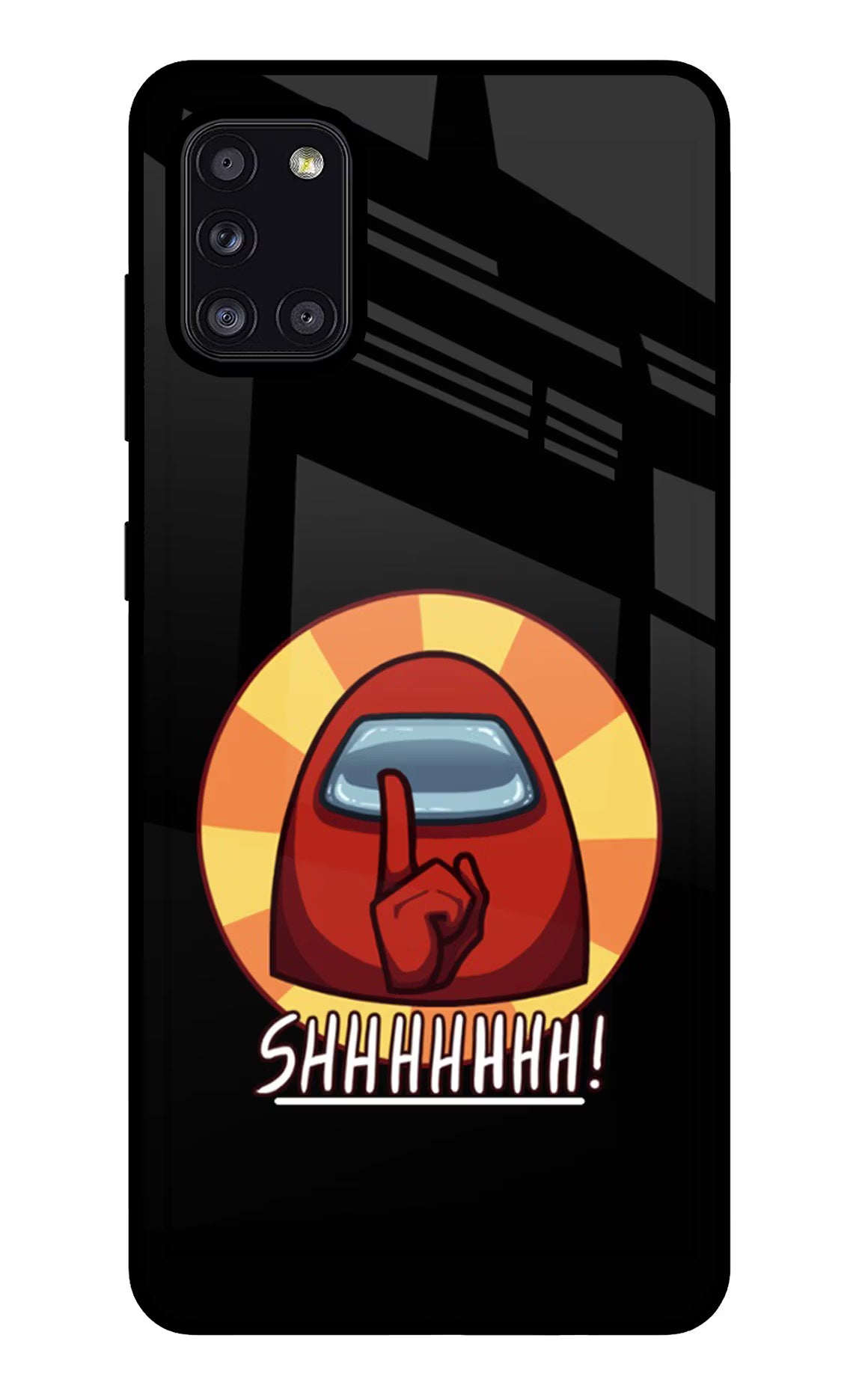 Among Us Shhh! Samsung A31 Glass Case Back Cover by Casekaro
