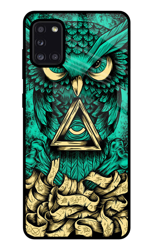 Green Owl Samsung A31 Glass Case