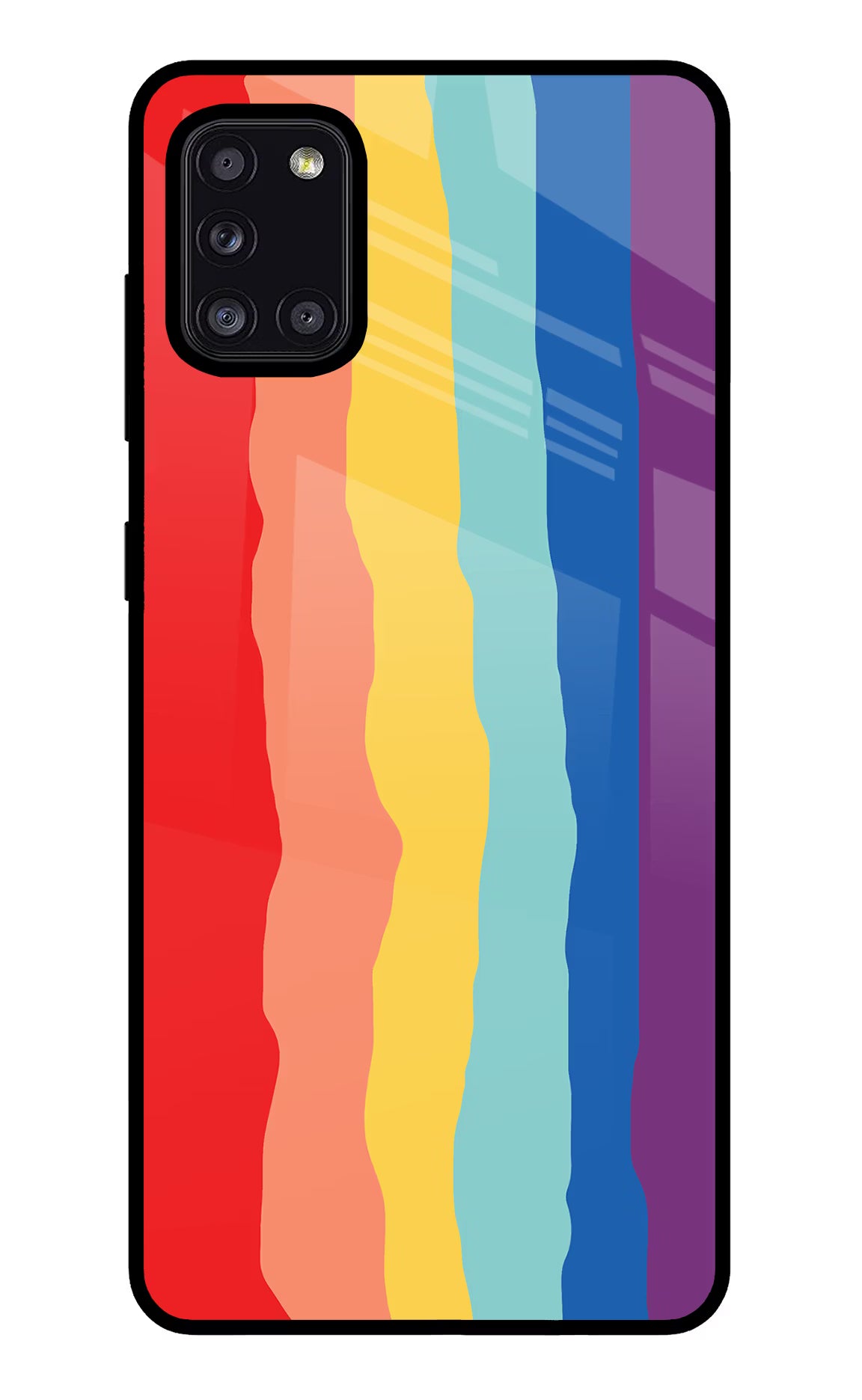 Rainbow Samsung A31 Glass Case Back Cover by Casekaro