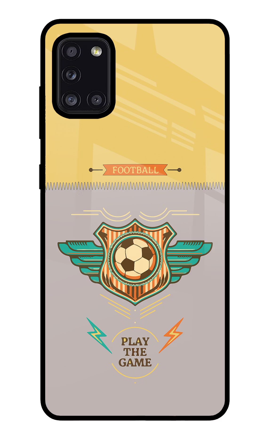 Football Samsung A31 Glass Case Back Cover by Casekaro