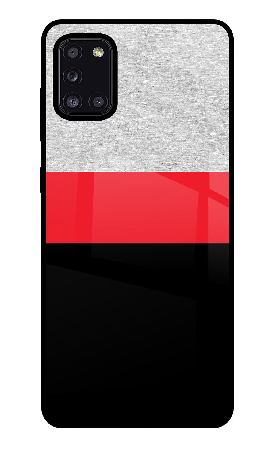 Tri Color Pattern Samsung A31 Back Cover, Glass case