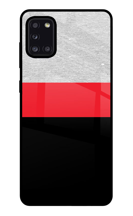 Tri Color Pattern Samsung A31 Glass Case