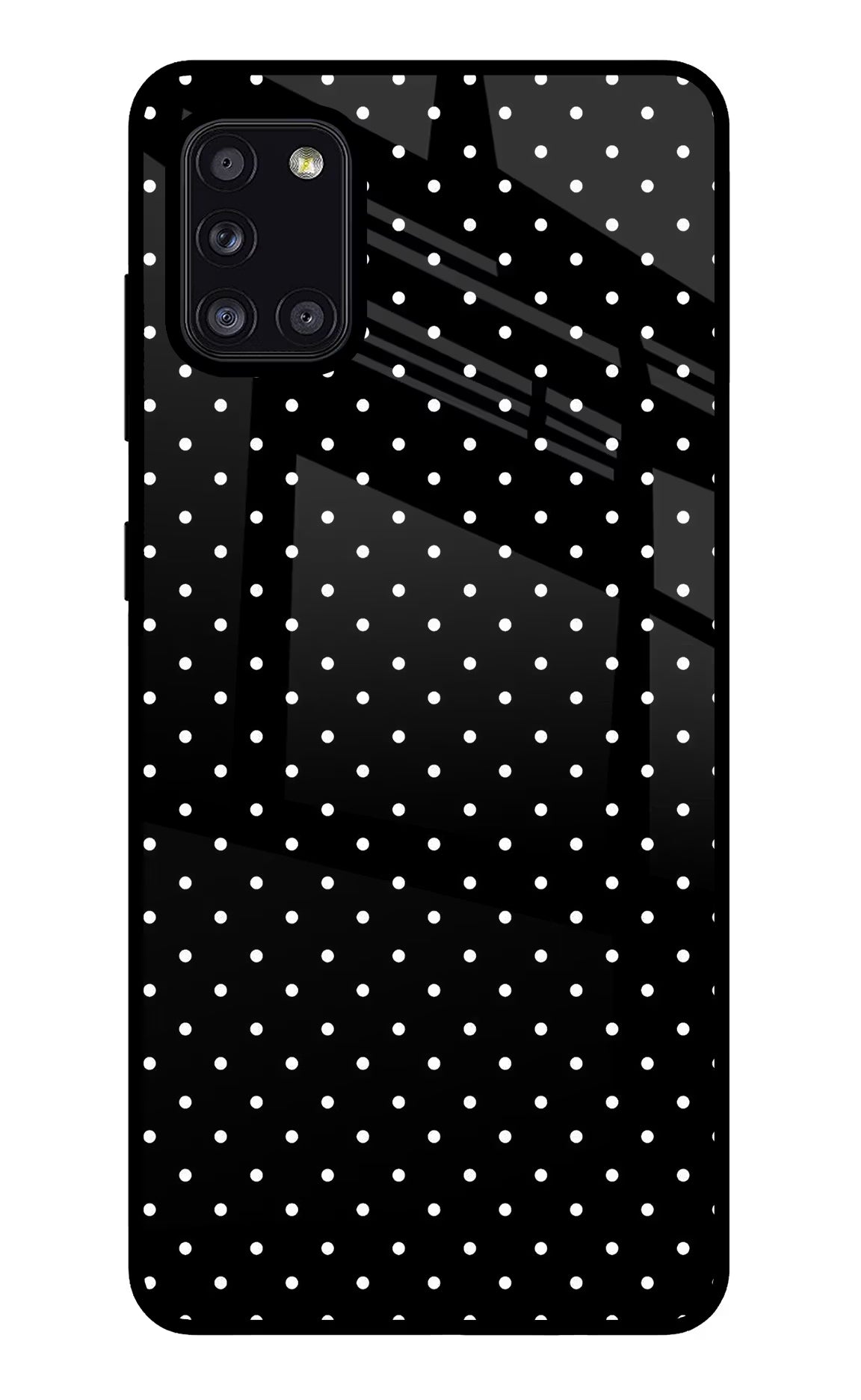 White Dots Samsung A31 Glass Case