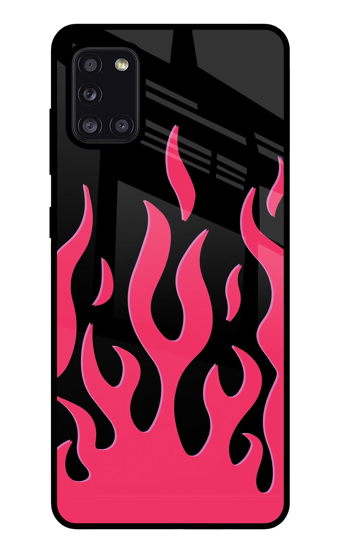 Fire Flames Samsung A31 Glass Case Back Cover by Casekaro