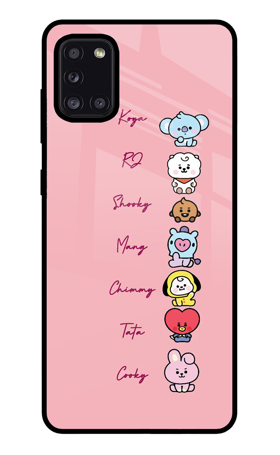 BTS names Samsung A31 Back Cover, Glass case