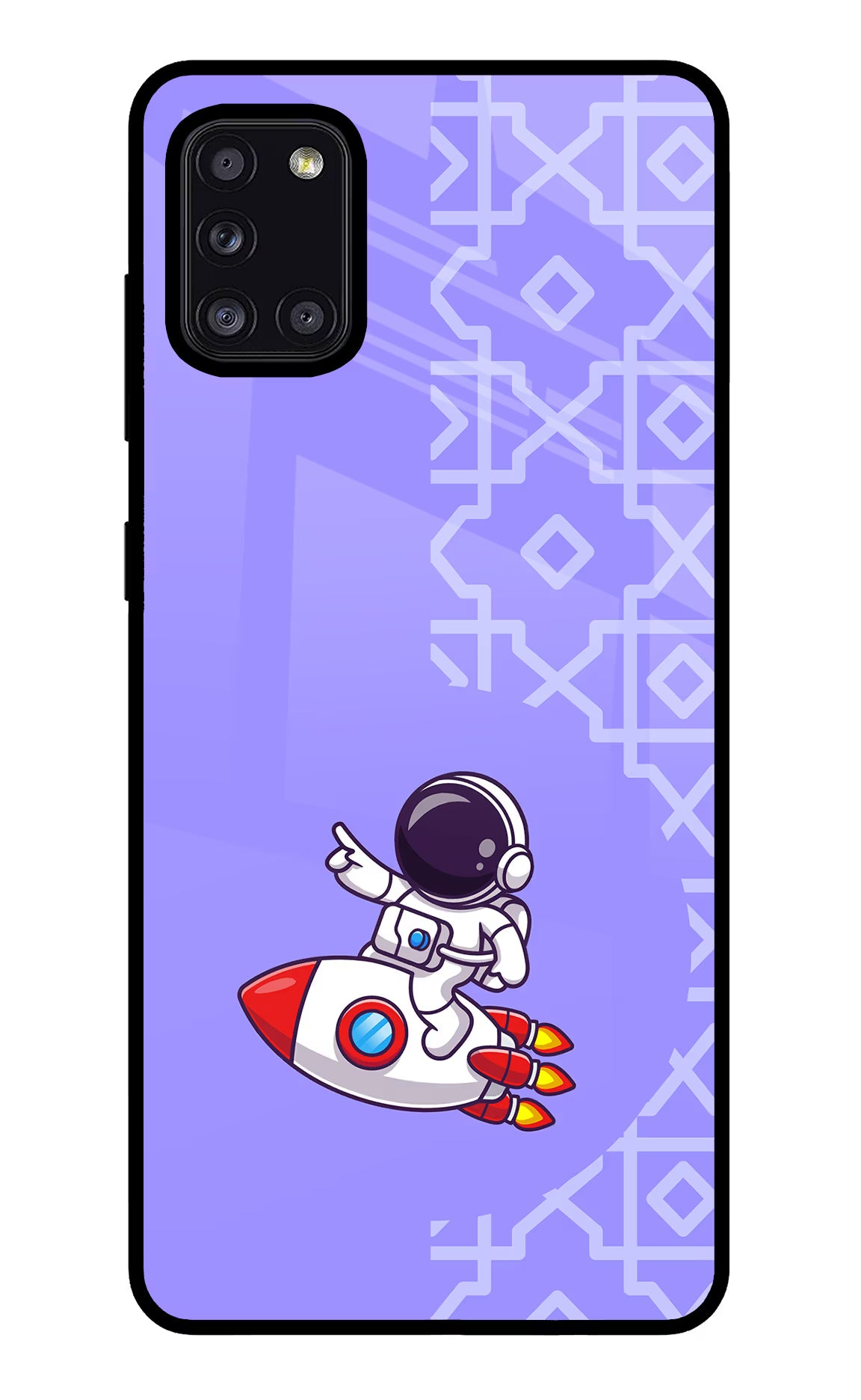 Cute Astronaut Samsung A31 Glass Case Back Cover by Casekaro