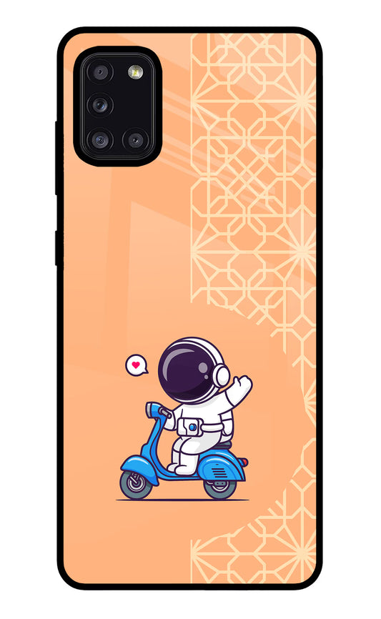 Cute Astronaut Riding Samsung A31 Glass Case