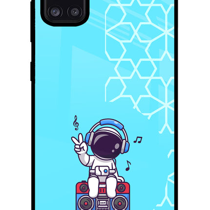 Cute Astronaut Chilling Samsung A31 Glass Case