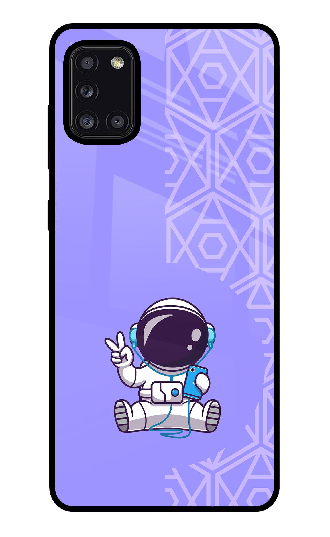 Cute Astronaut Chilling Samsung A31 Glass Case Back Cover by Casekaro