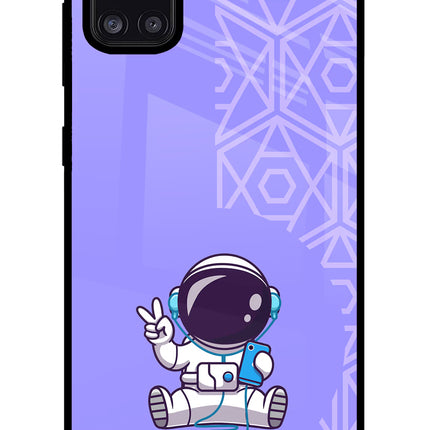 Cute Astronaut Chilling Samsung A31 Glass Case