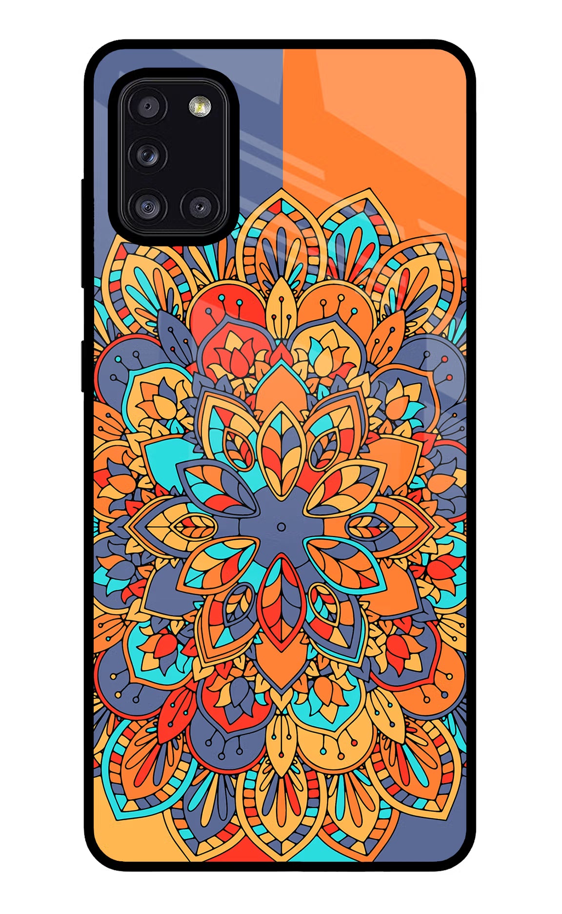 Color Mandala Samsung A31 Glass Case Back Cover by Casekaro