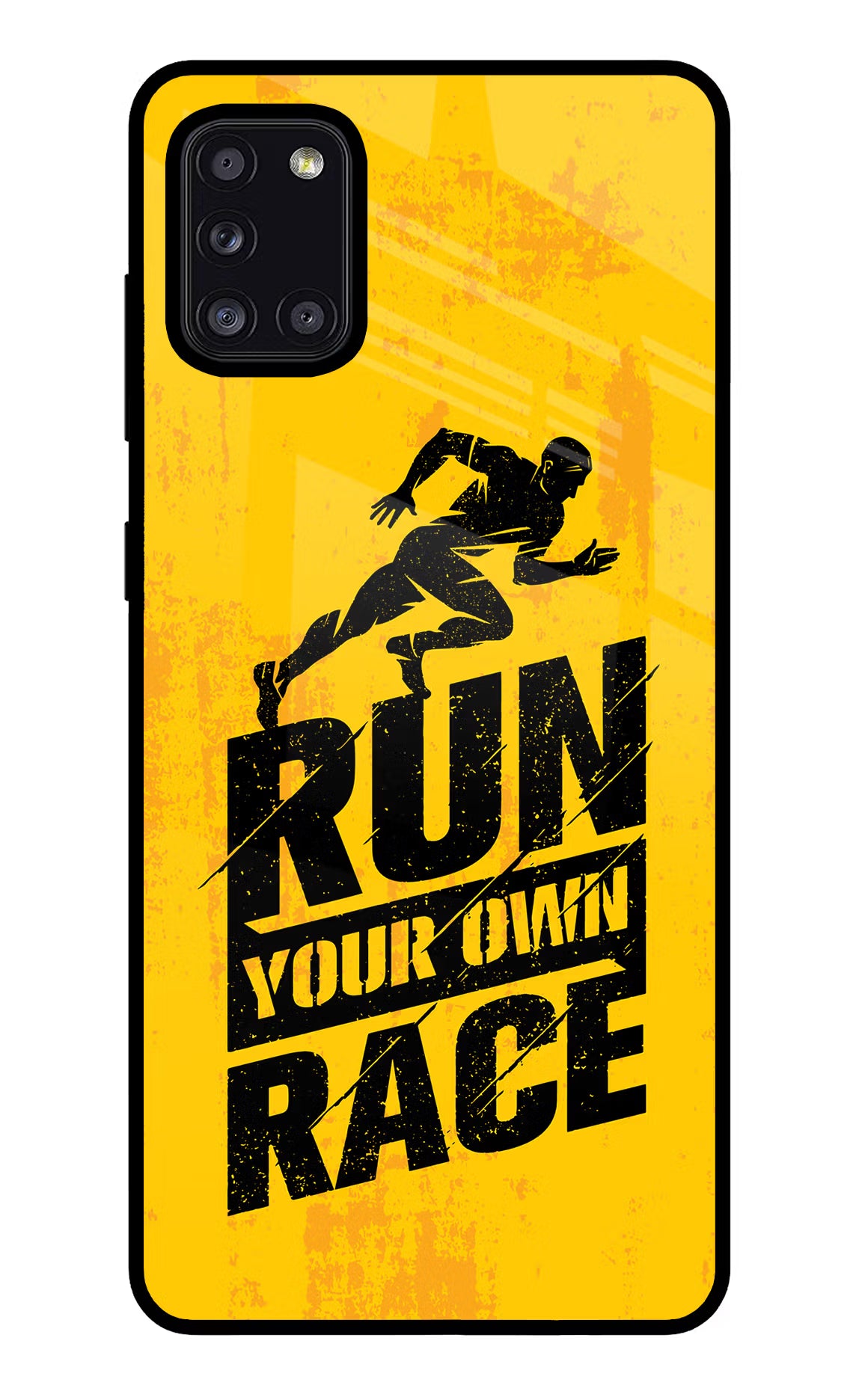Run Your Own Race Samsung A31 Glass Case Back Cover by Casekaro