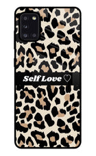 Leopard Print Self Love Samsung A31 Glass Case