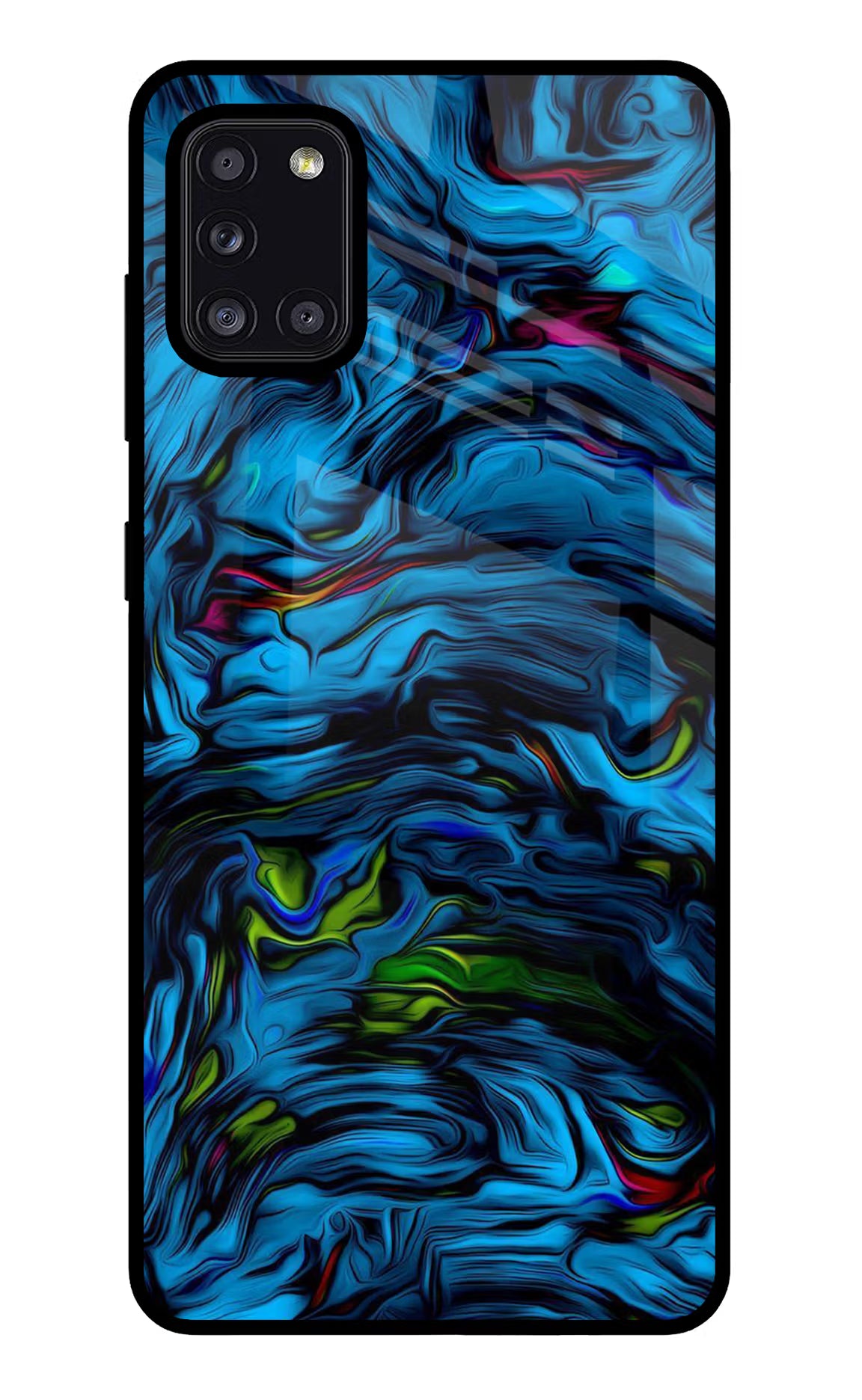Dark Blue Abstract Samsung A31 Glass Case Back Cover by Casekaro