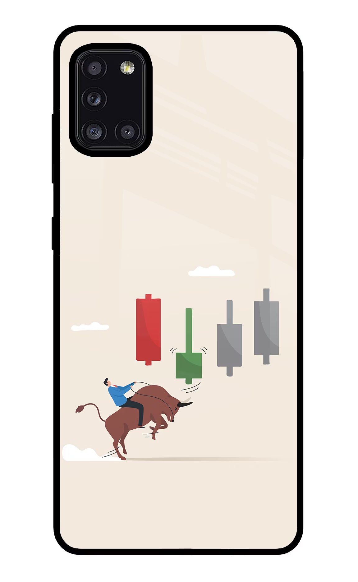 Bull Trading Momentum Samsung A31 Glass Case Back Cover by Casekaro