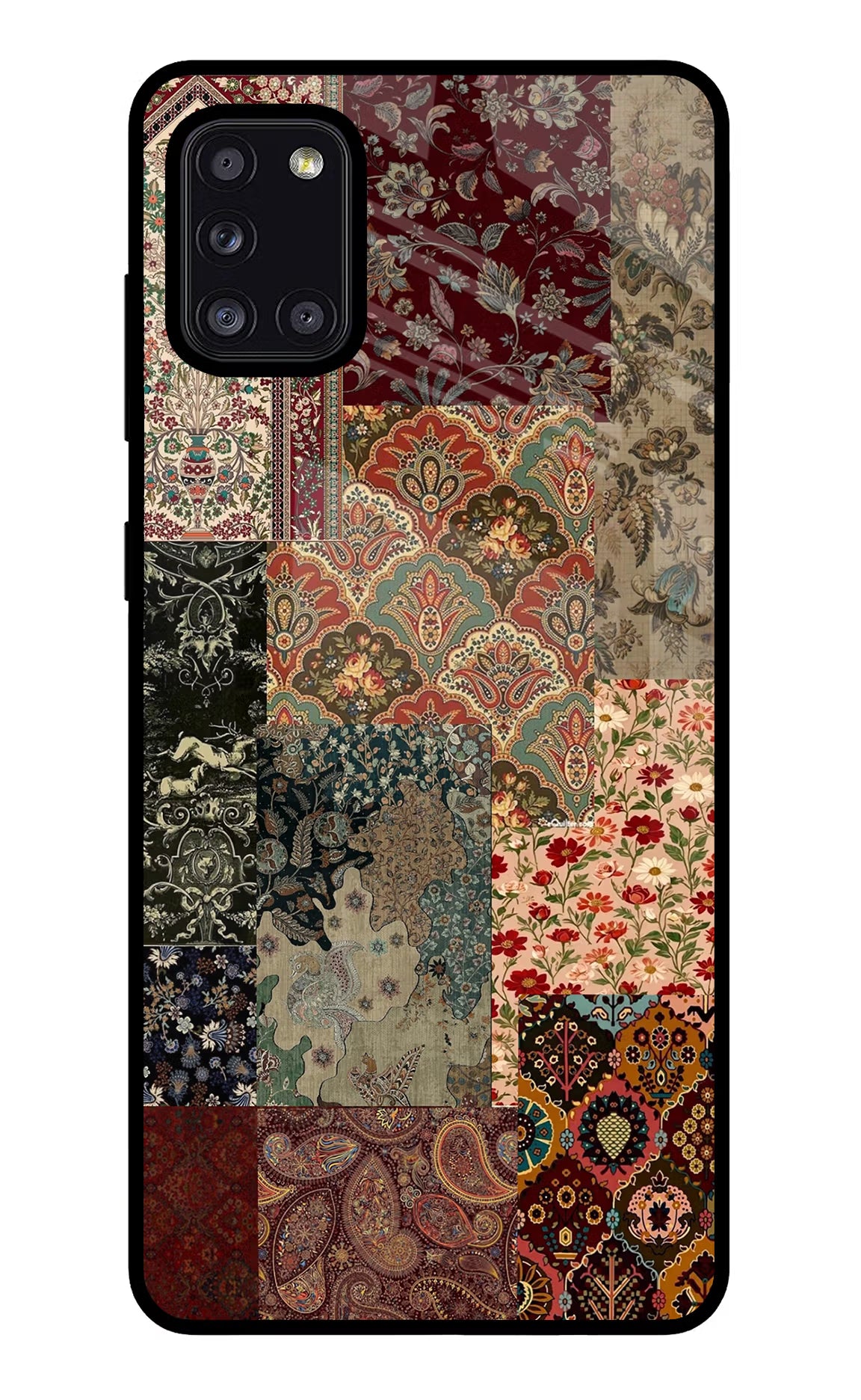 Desi Print Samsung A31 Glass Case Back Cover by Casekaro
