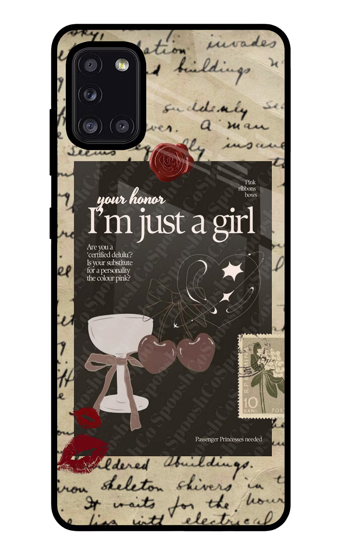 I am just a girl Samsung A31 Glass Case Back Cover by Casekaro