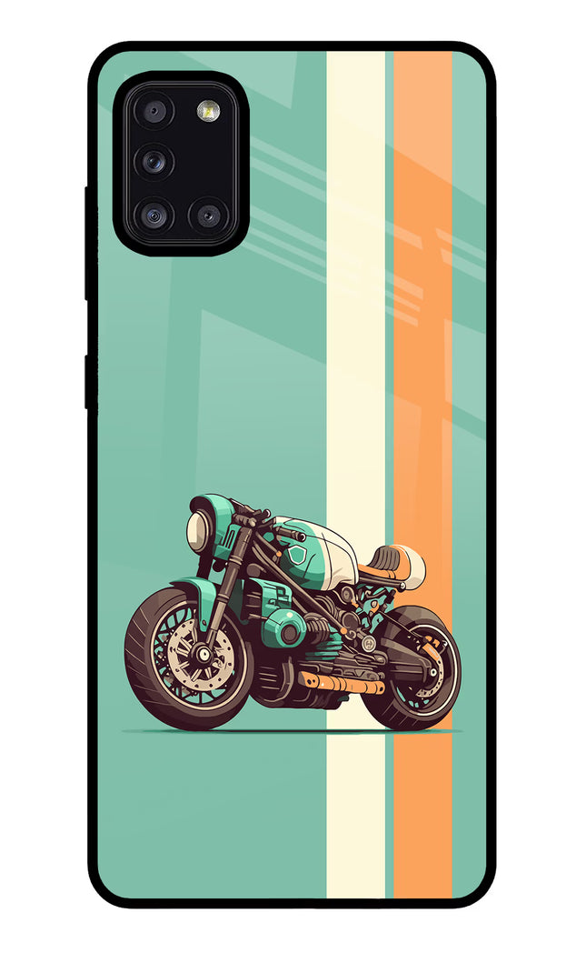 Striped Moto Drift Samsung A31 Glass Case