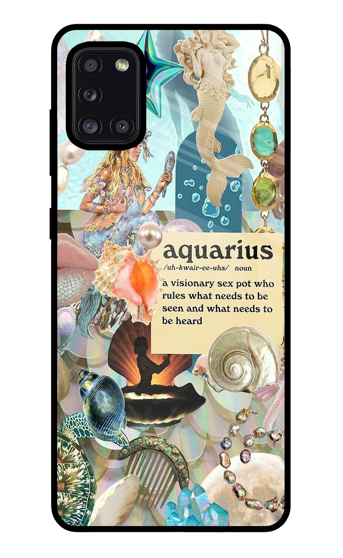 Aquarius Zodiac Samsung A31 Glass Case Back Cover by Casekaro
