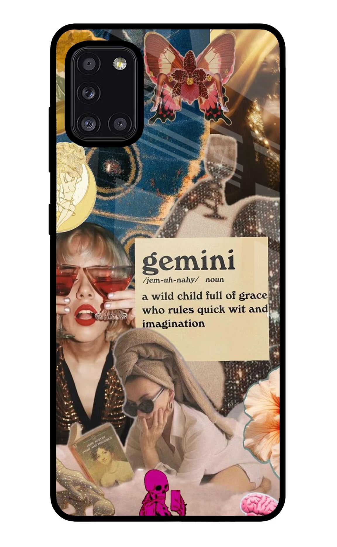 Gemini Zodiac Samsung A31 Glass Case Back Cover by Casekaro