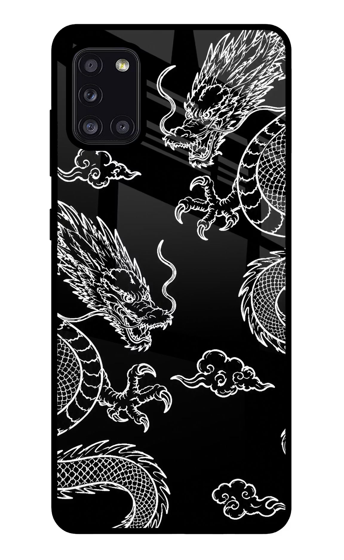 Twin Dragons Samsung A31 Glass Case