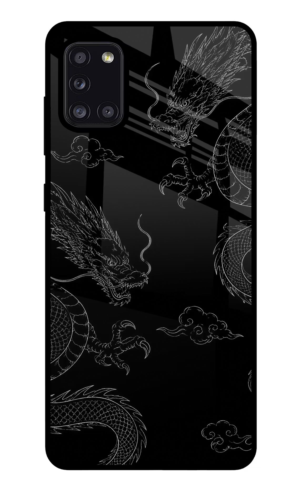 Twin Dragons Samsung A31 Glass Case Back Cover by Casekaro