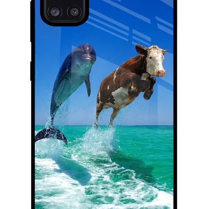 Dolphin vs Cow Samsung A31 Glass Case