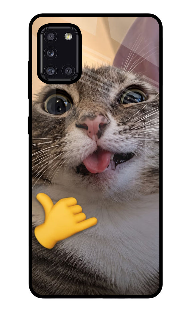 Silly Cat Call Samsung A31 Glass Case